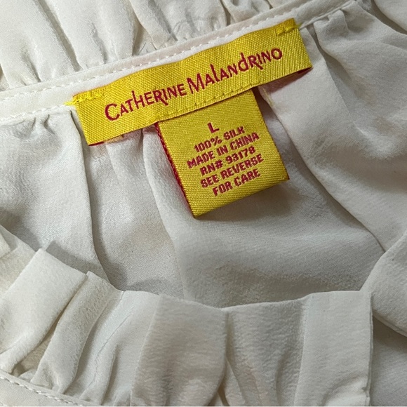 New Catherine Malandrino Ruffle Neck Button Front Blouse Ivory Large - Picture 10 of 12